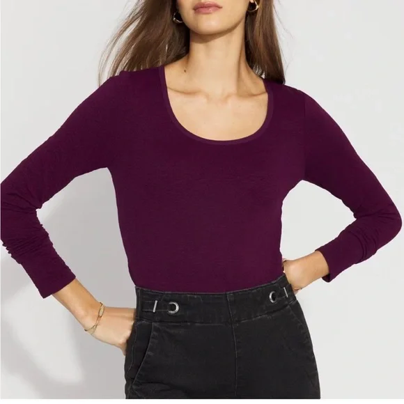 NWT WHBM Scoop Neck Textured Top - Picture 4 of 4